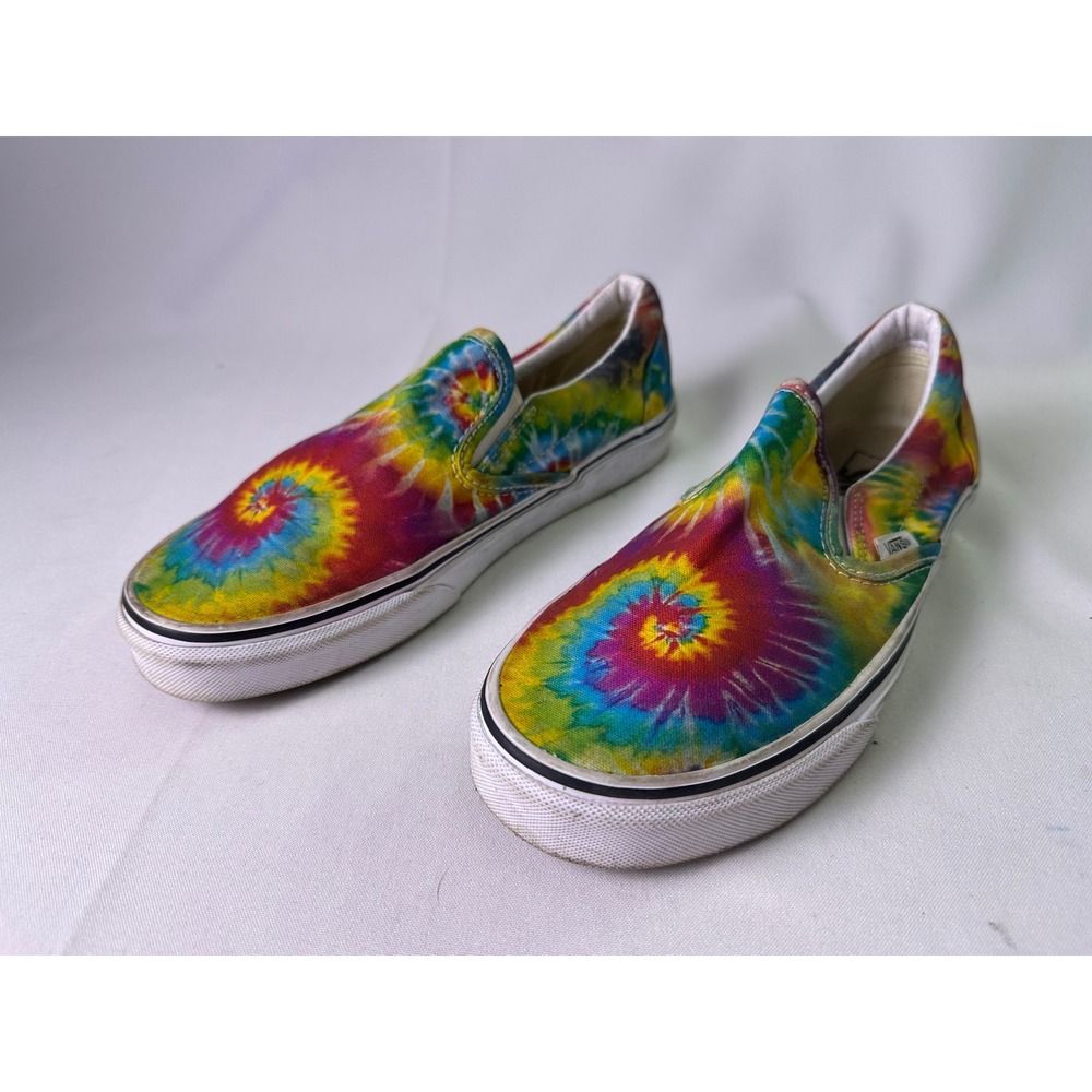 Vans Asher Tie Dye Slip On Shoes Multi Color Spiral Canvas Sneakers Womens 7.5‎ - Picture 13 of 14